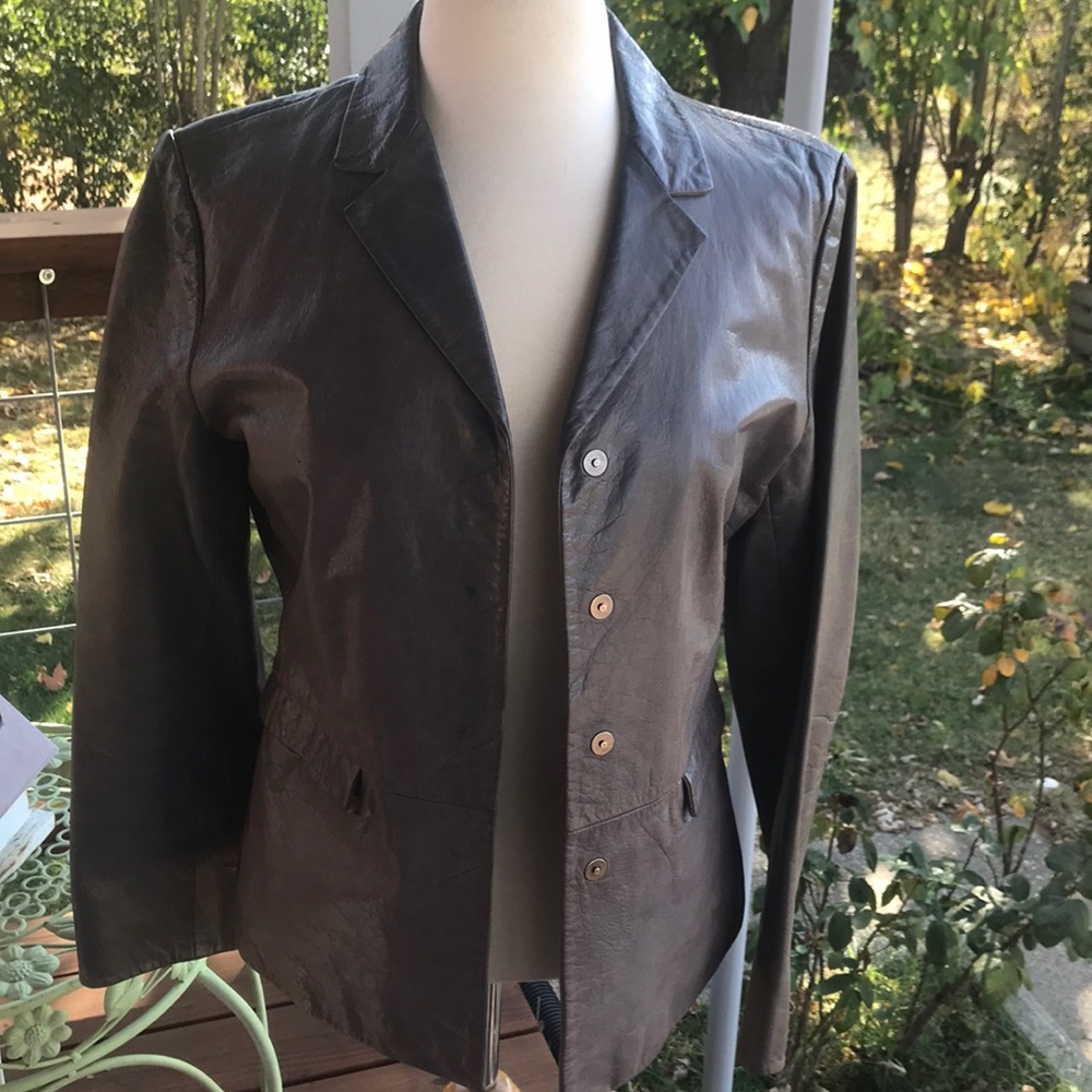 Vintage Kenneth Cole Leather Jacket lavender/grey
